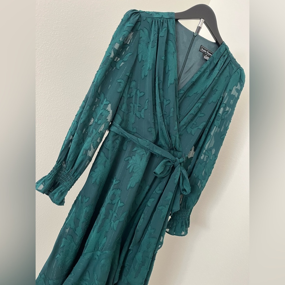 *HOLIDAY* Jessica Howard Long Sleeve Emerald Green Dress (Sz 4P) - Picture 7 of 16
